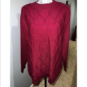 Karen Scott red XL red sweater with beads
